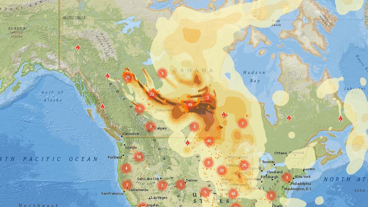 Canadian wildfire smoke wafts across US as horrifying map reveals where air quality may turn deadly [Video]