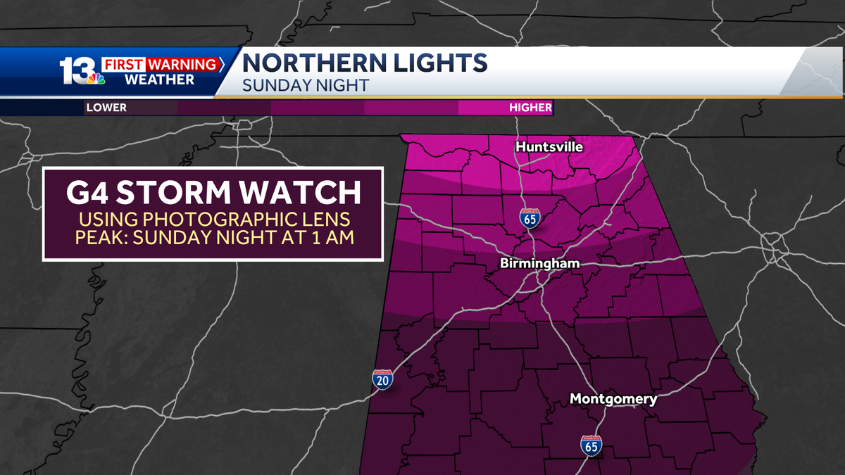 Northern lights possible in Alabama, best seen with camera [Video]