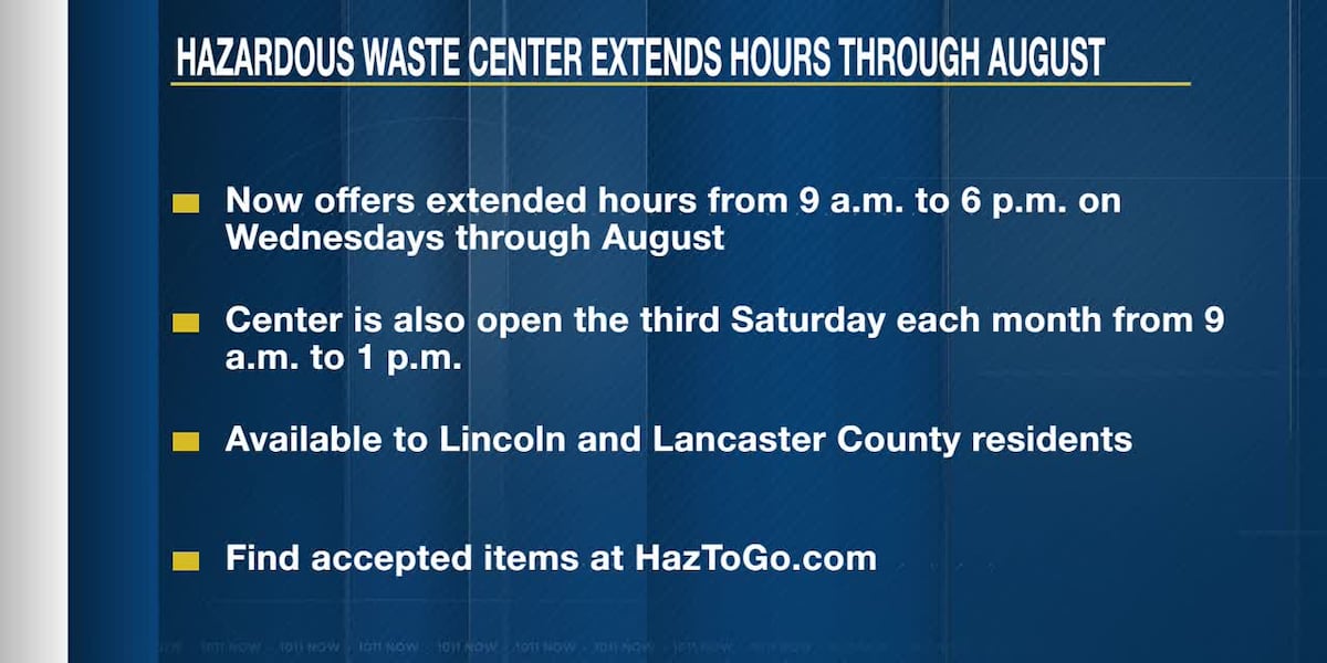 Lincolns hazardous waste center extends Wednesday hours through August [Video]