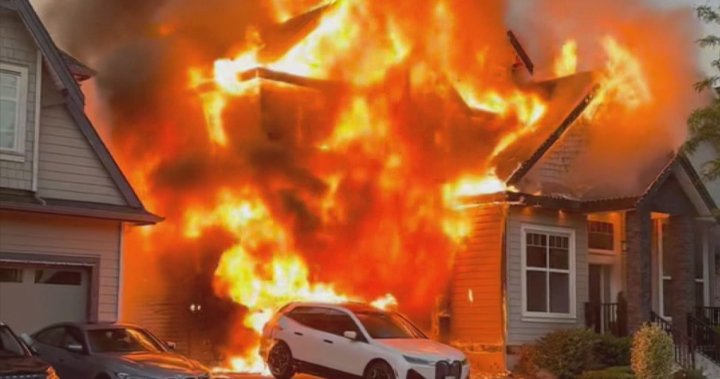 Surrey home destroyed by fire, family displaced - BC [Video]