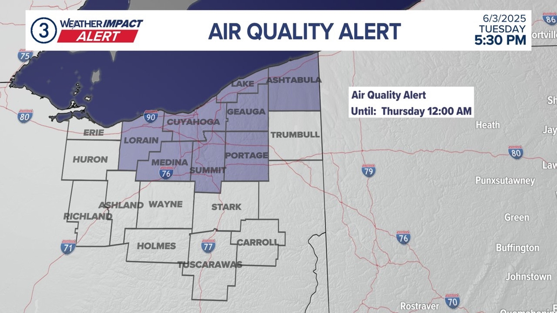 Northeast Ohio will be under air quality advisory Wednesday [Video]