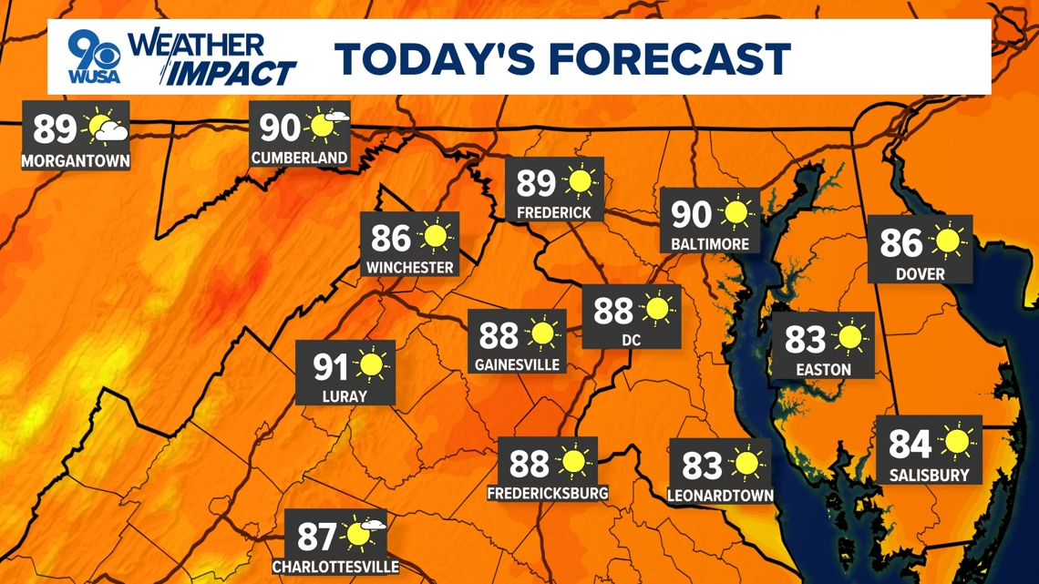 Wednesday’s sunny skies see highs near 90 in DC [Video]
